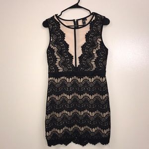 SALE!!!! Black and Tan Lace Formal Dress